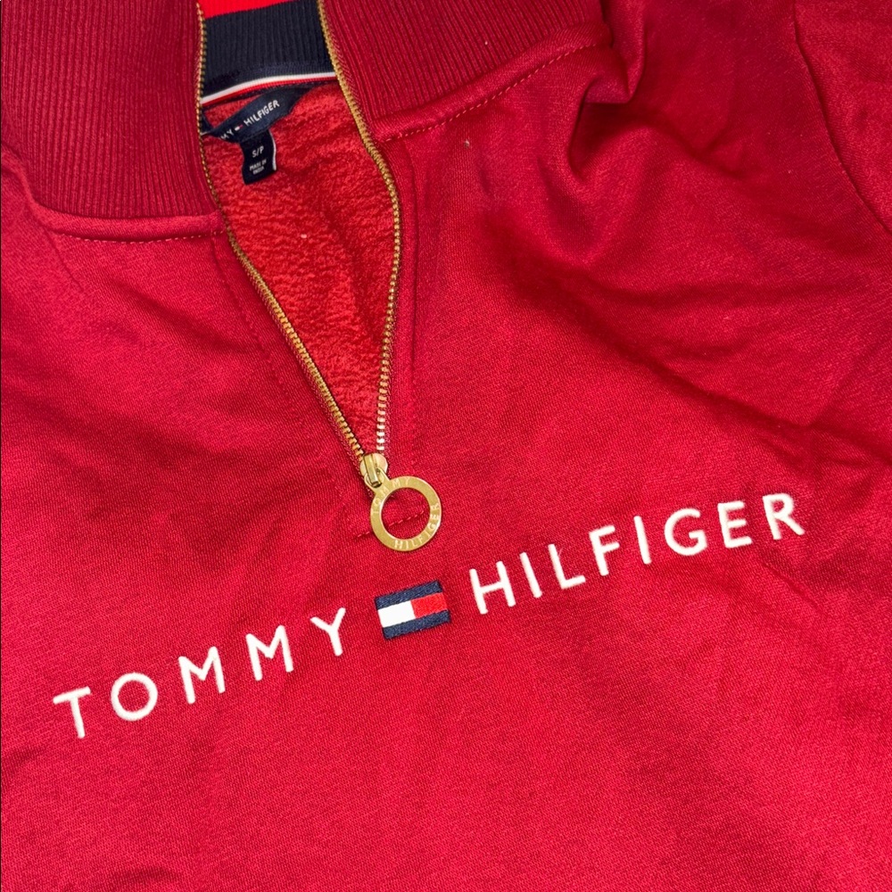 Tommy Hilfiger Red Quarter-Zip Sweater Dress